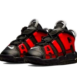 NWOT NIKE Air More Uptempo (TD) Black & Red Shoes Toddler Size 9C